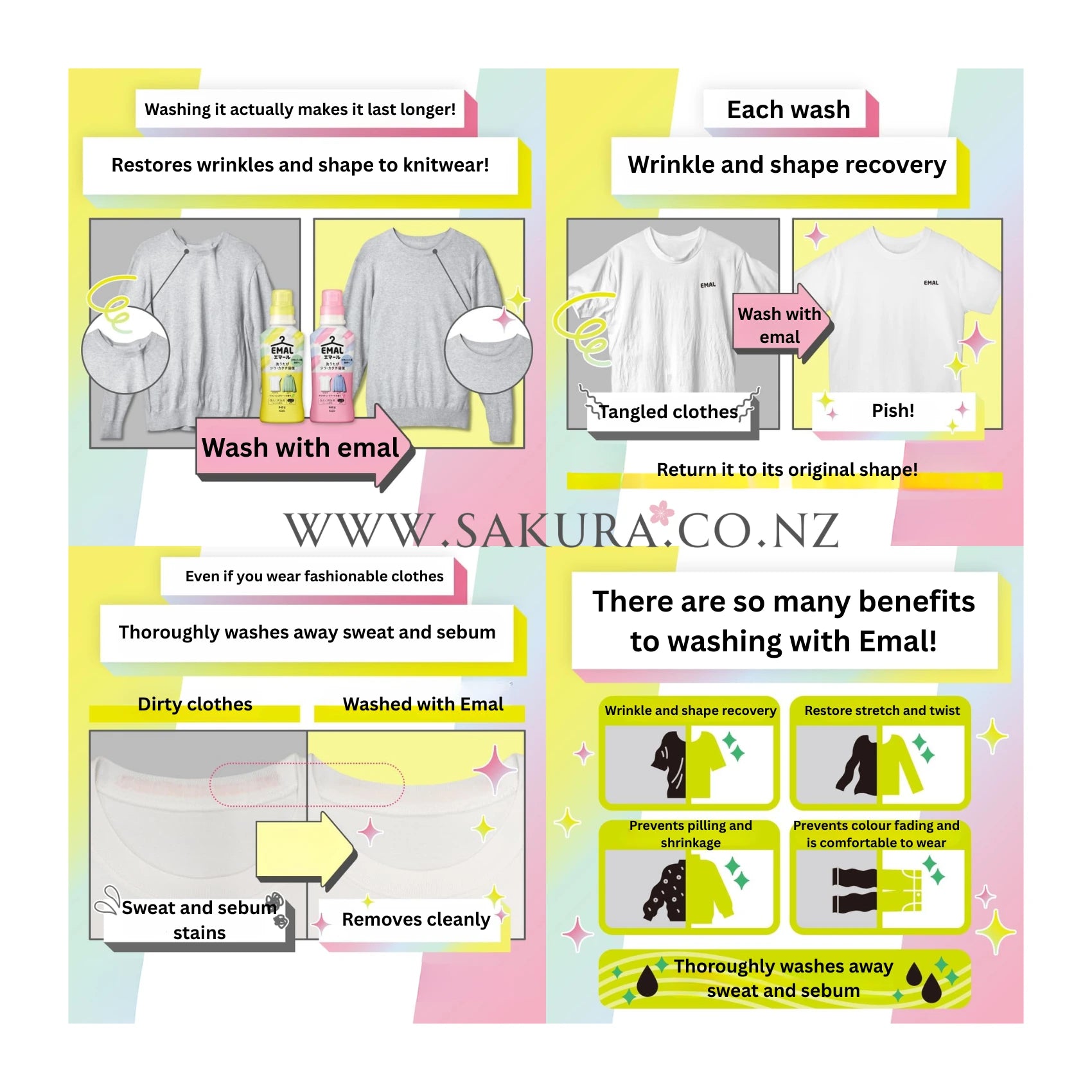 Kao Emal Laundry Detergent for Wool &amp; Delicate Fabrics 460ml-Refresh Green Scent
