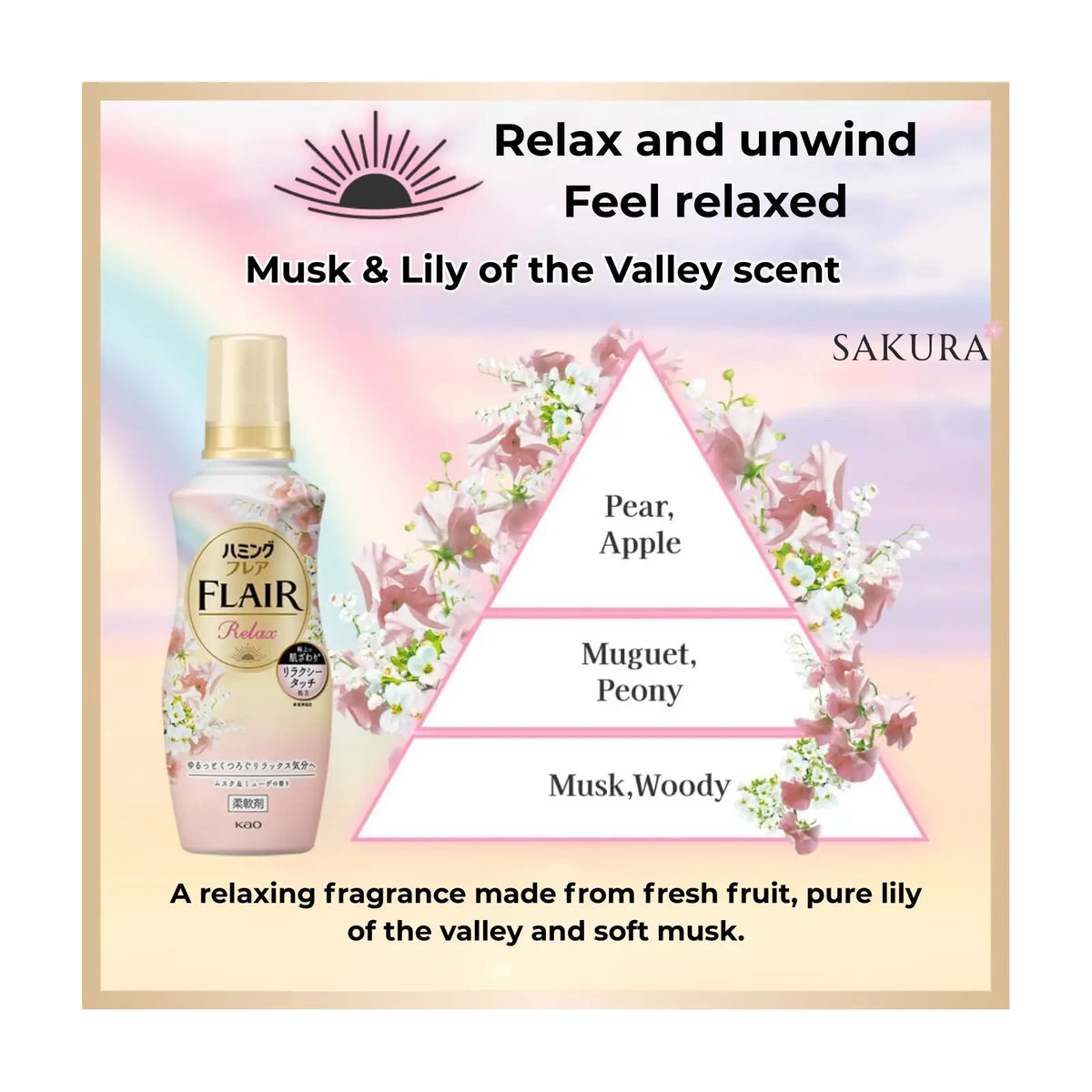 Kao Flair Relax Fragrance Fabric Softener - Musk &amp; Muguet 510ml