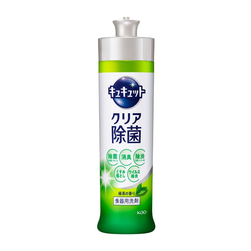 Kao Kyukyutto Dishwashing Detergent Clear Disinfectant - Green Tea Scent 240ml