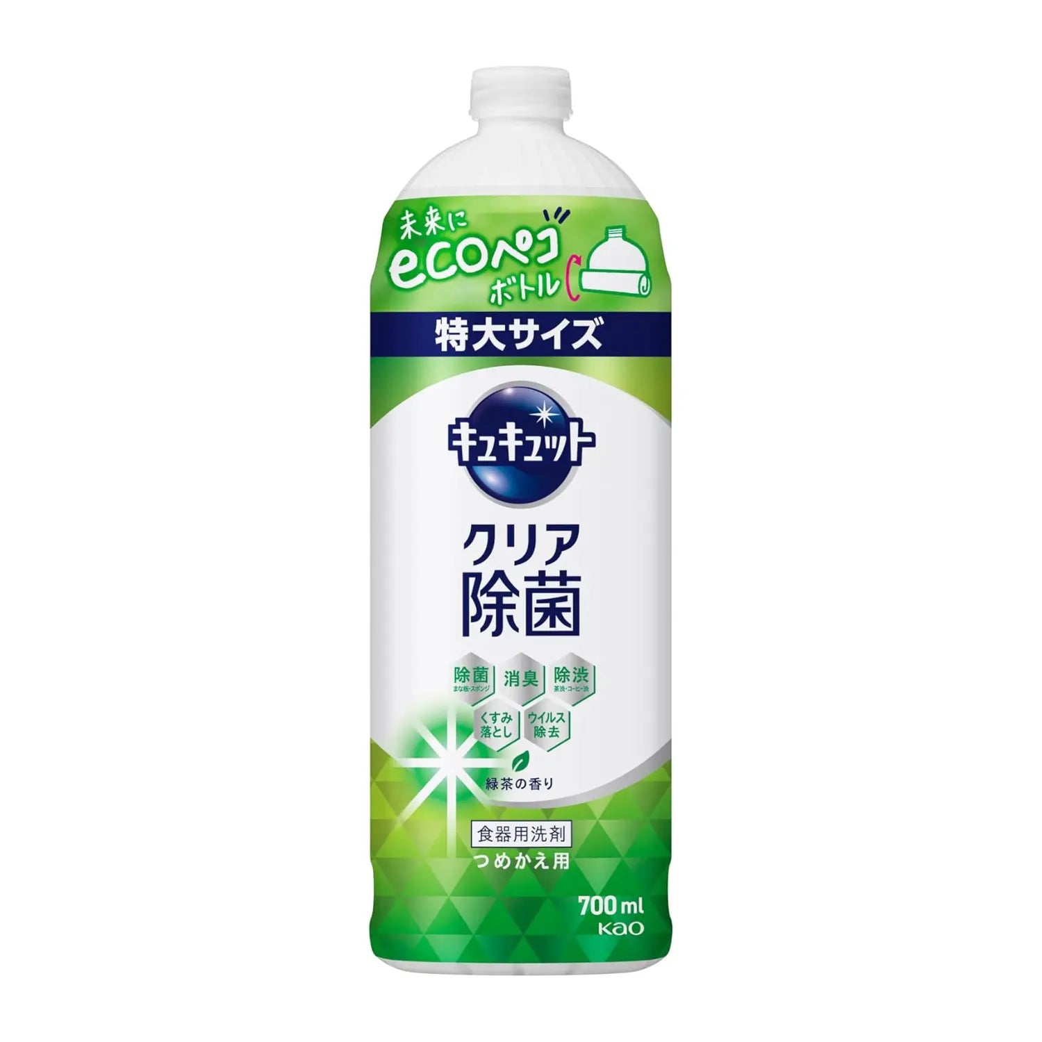 Kao Kyukyutto Clear Antibacterial Dishwashing Detergent 240ml &amp; 700ml-Green Tea