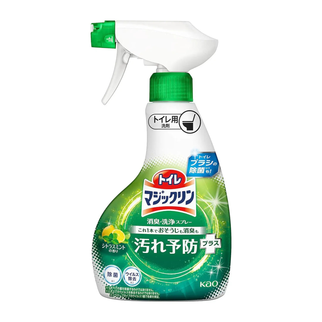 Kao Magiclean Antibacterial Toilet Cleaner Stain Prevention forms a protective coating to prevent stains while cleaning, deodorising, and disinfecting. Its easy spray reaches under the rim, even upside down. Suitable for toilet bowls, seats, and floors. Safe for bidet seats. Use daily for best results.