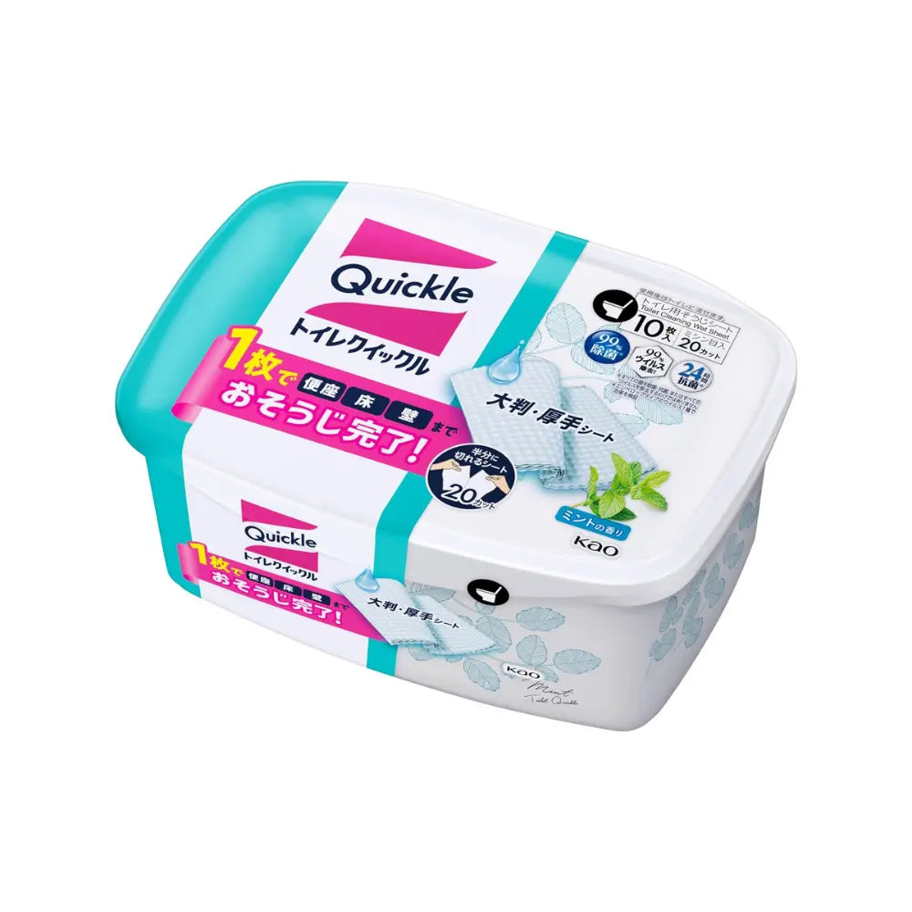 Kao Quickle Toilet Cleaning Flushable Wipes - 10pcs with Case &amp; 20pcs Refill