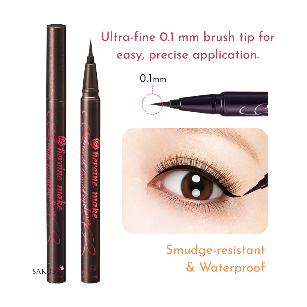 Kiss Me Heroine Makeup Smooth Liquid Eye Liner Waterproof Super Keep 03 Brown Black