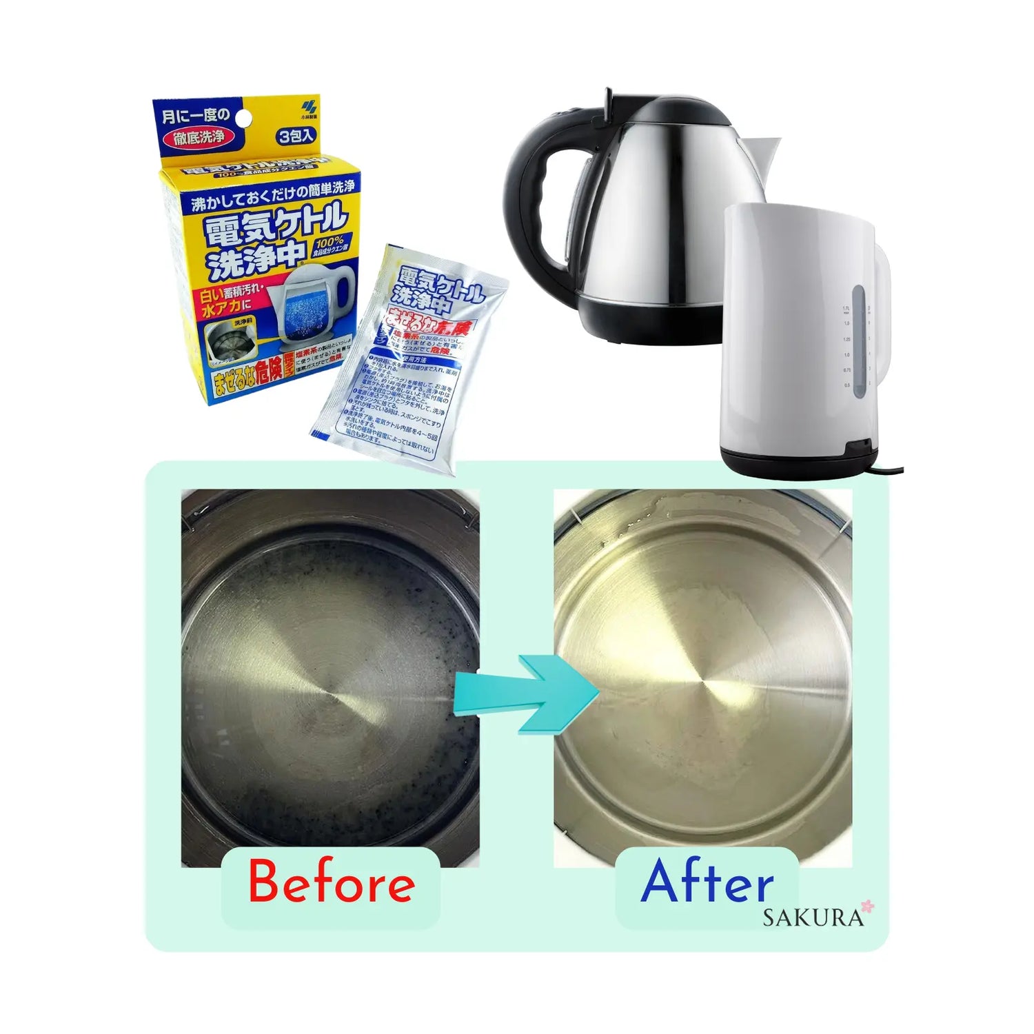 Kobayashi Electric Kettle Cleaning Powder 100% Food-Grade Citric Acid 3pcs