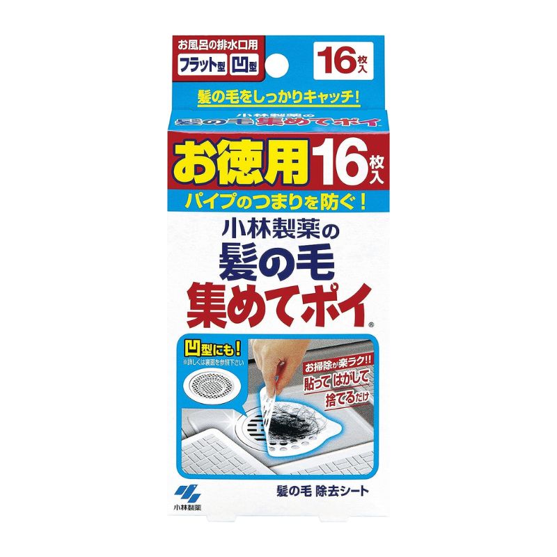 Kobayashi Hair Catching Sticker for Bathroom Drain 16pcs
