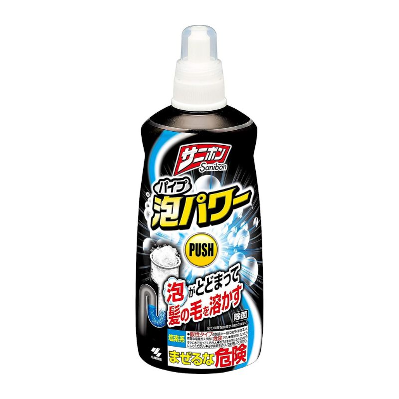 Kobayashi Sanibon Foaming Drain Pipe Cleaner - The large amount of foam powerfully decomposes and cleans hair, soap scum and grease that can cause bad odours and clogs. Suitable for bathroom, kitchen and laundry drains. Excellent sterilising and deodorising effect. Bestseller Japanese house cleaning product.