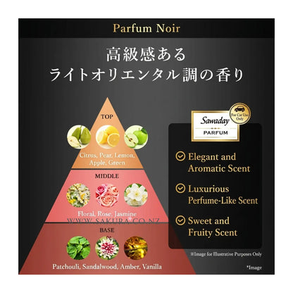 Kobayashi Sawaday Car Vent Clip Air Freshener - 6ml Parfum Noir