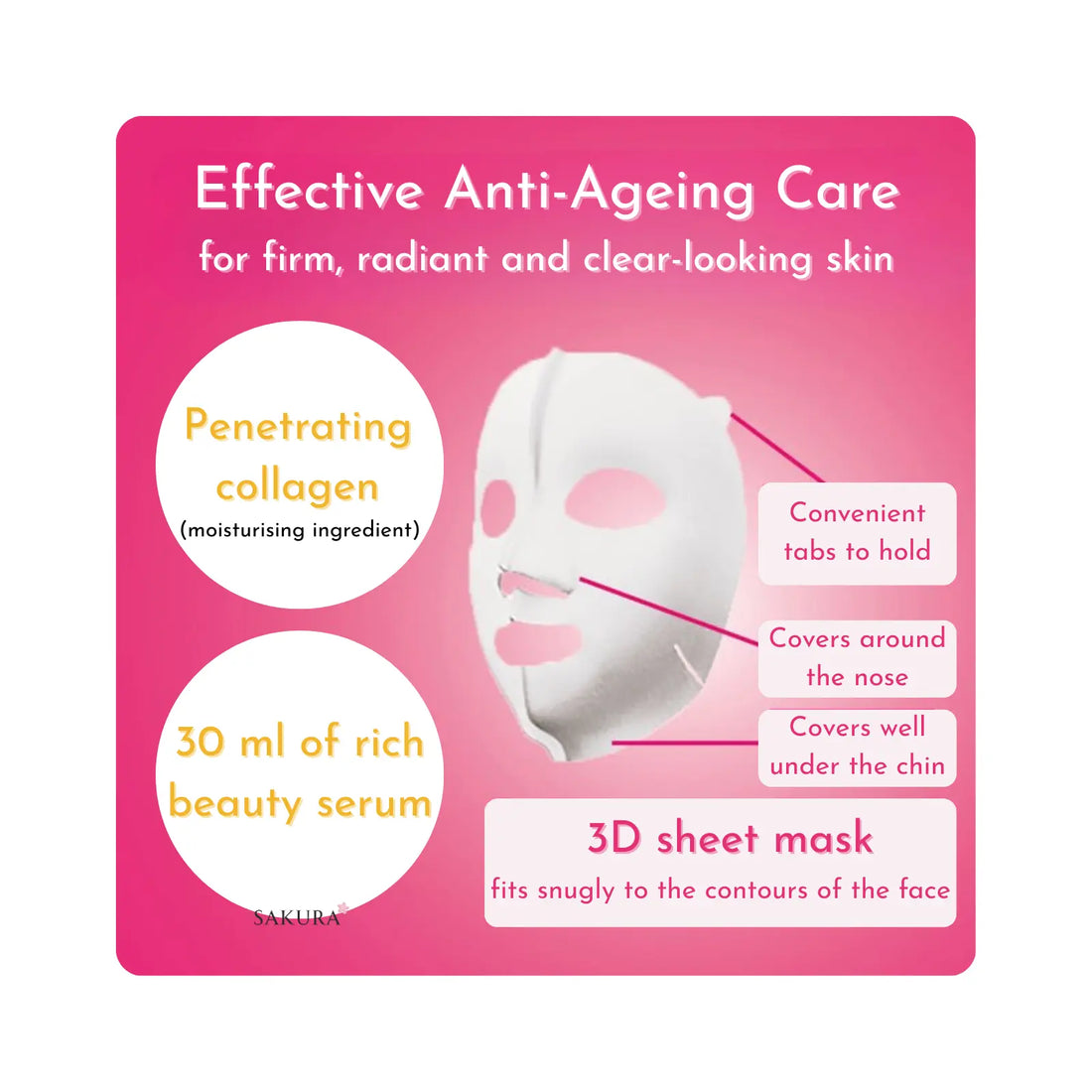 Kracie Hadabisei 3D Face Sheet Mask 4pcs - Anti-Ageing &amp; Moisturising