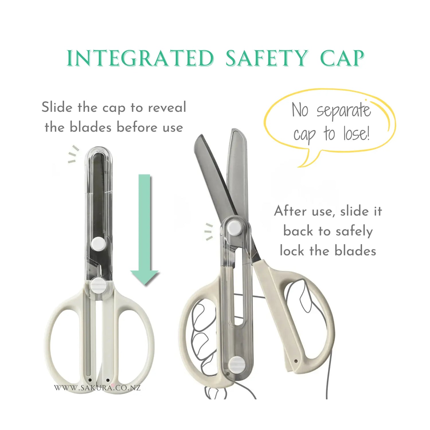 Kutsuwa STAD Kids Scissors with Integrated Cap