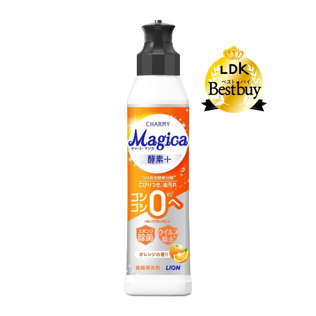 Powerful Japanese enzyme dishwashing detergent that breaks down grease, starch and protein for effortless cleaning. Gentle on skin, quick-drying, and also disinfects sponges, boards, and utensils. 220ml Orange