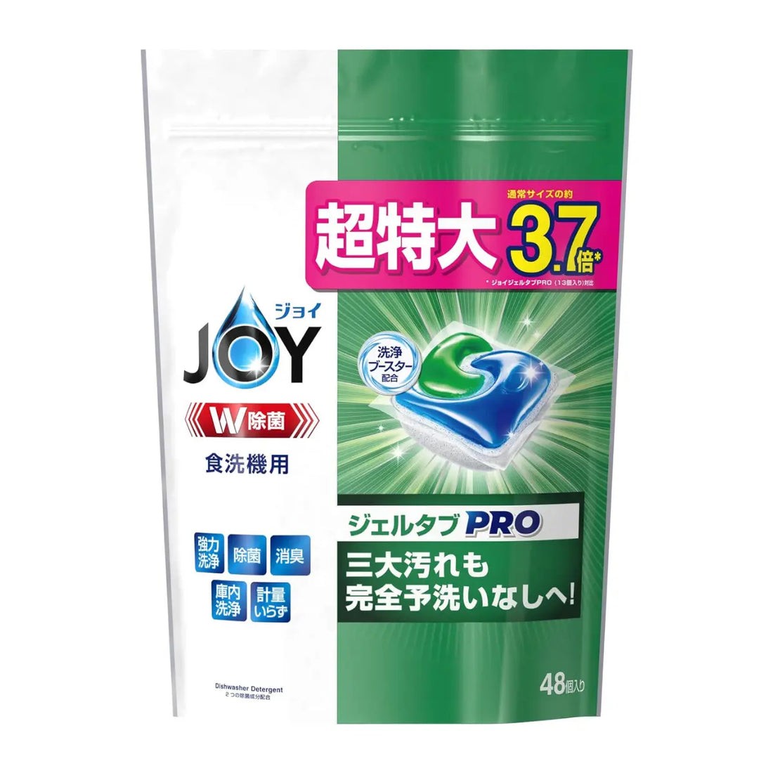 Dual formula dishwasher tablets with powder and gel for tough food stains. Cleansing booster breaks down oily grease and sticky stains effortlessly. Ensures thorough disinfection and deodorisation. Easy, hassle-free usage for a clean and fresh dishwasher! LION Joy Dishwasher Gel Tablets Pro