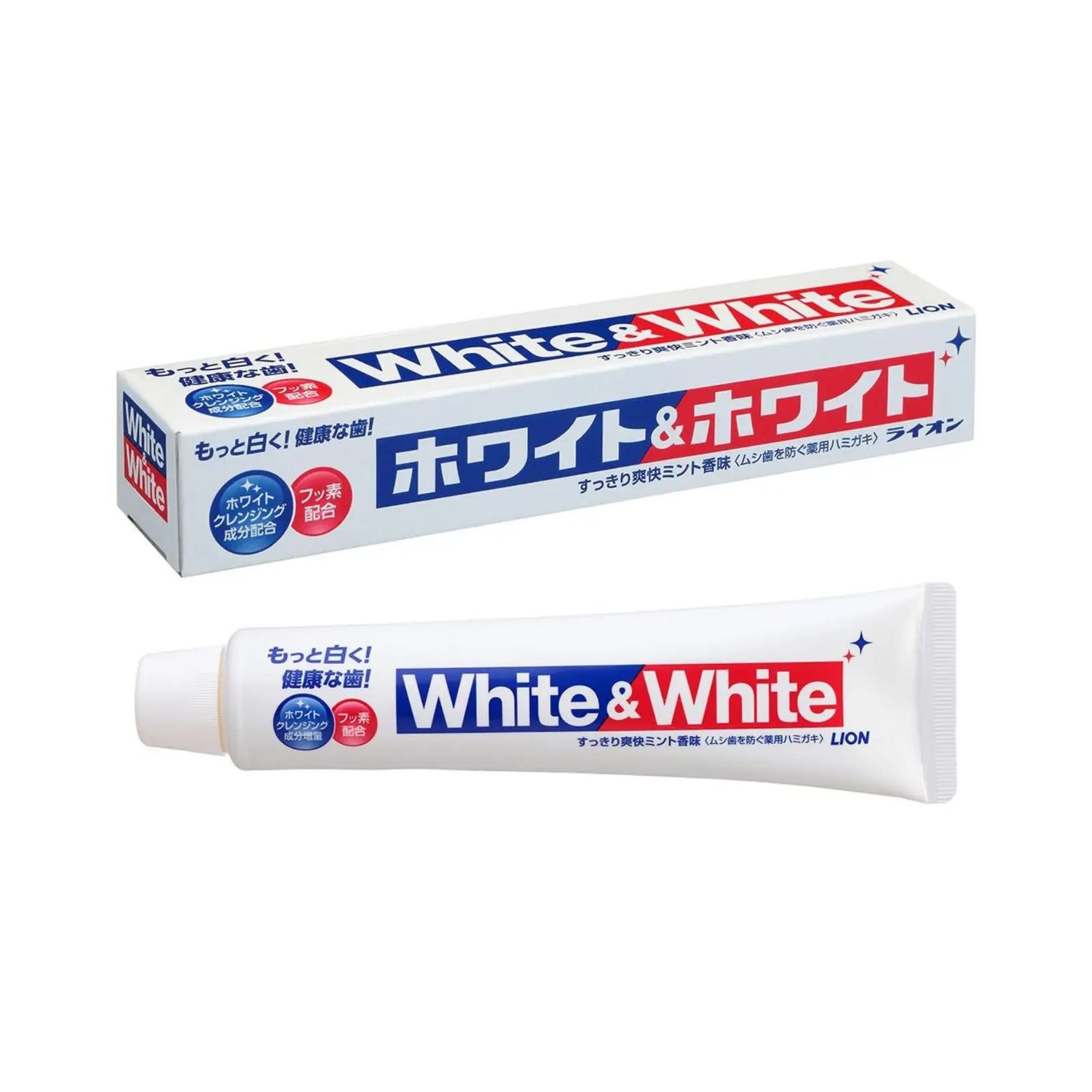 LION White &amp; White Toothpaste 150g helps remove stains for cleaner, whiter-looking teeth while fluoride strengthens enamel and helps prevent cavities. Refreshing mint flavour leaves your mouth feeling fresh and clean after brushing.