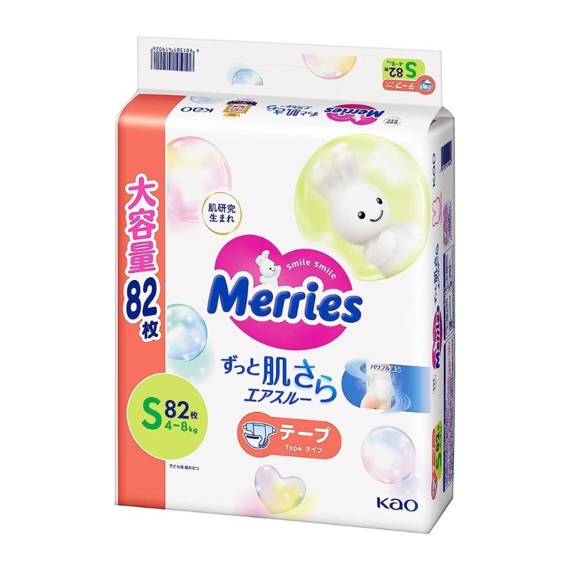 Merries Nappies JAPAN Tape S (4-8kg) 82pcs Value Pack – Sakura NZ