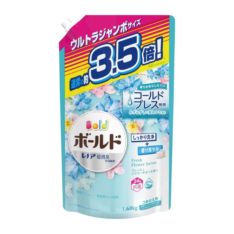 P&amp;G Bold Laundry Liquid (Softener included) - Fresh Flower &amp; Savon Scent 1.68kg Refill