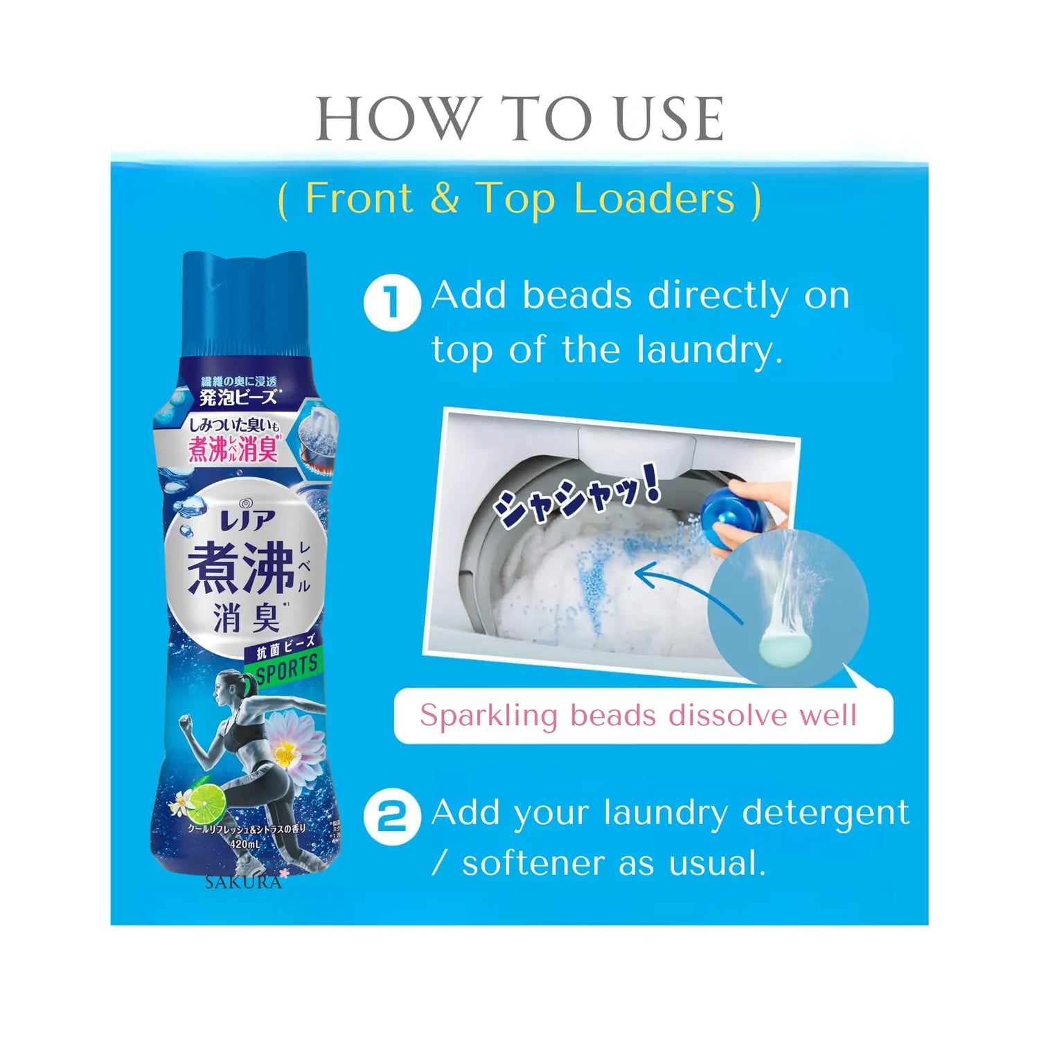 P&amp;G Lenor Super Deodorising Laundry Beads SPORTS - Cool Refresh &amp; Citrus Scent 420ml