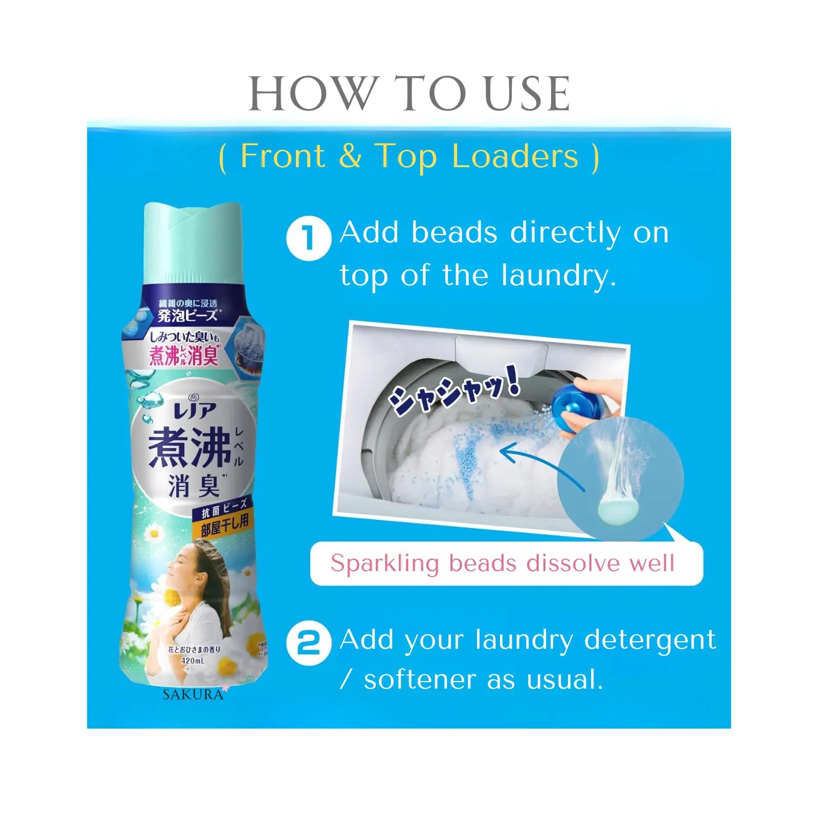 P&amp;G Lenor Super Deodorising Laundry Beads for Indoor Drying - Sunshine Floral Scent 420ml