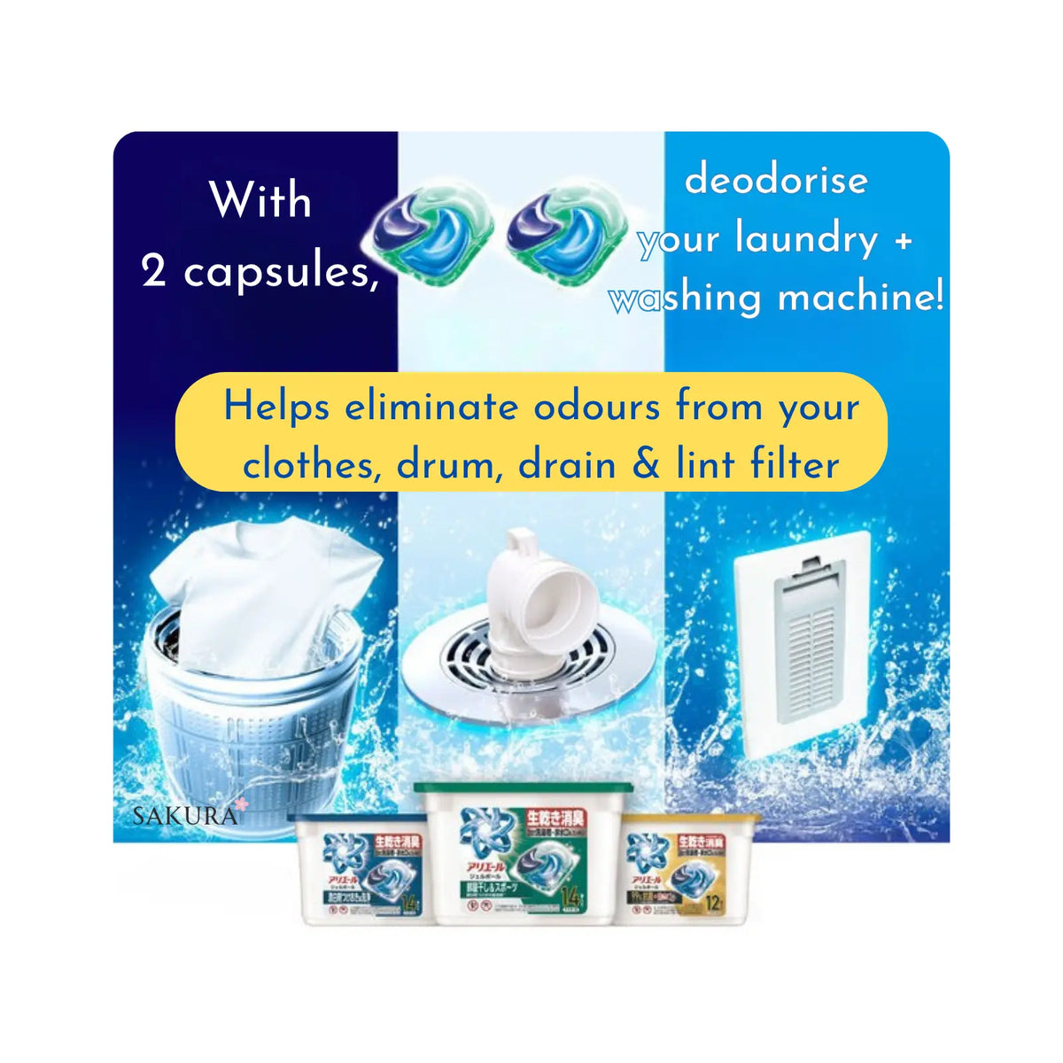 P&amp;G Ariel Antibacterial Laundry Capsules 4D Gel Ball - Pro Power GOLD