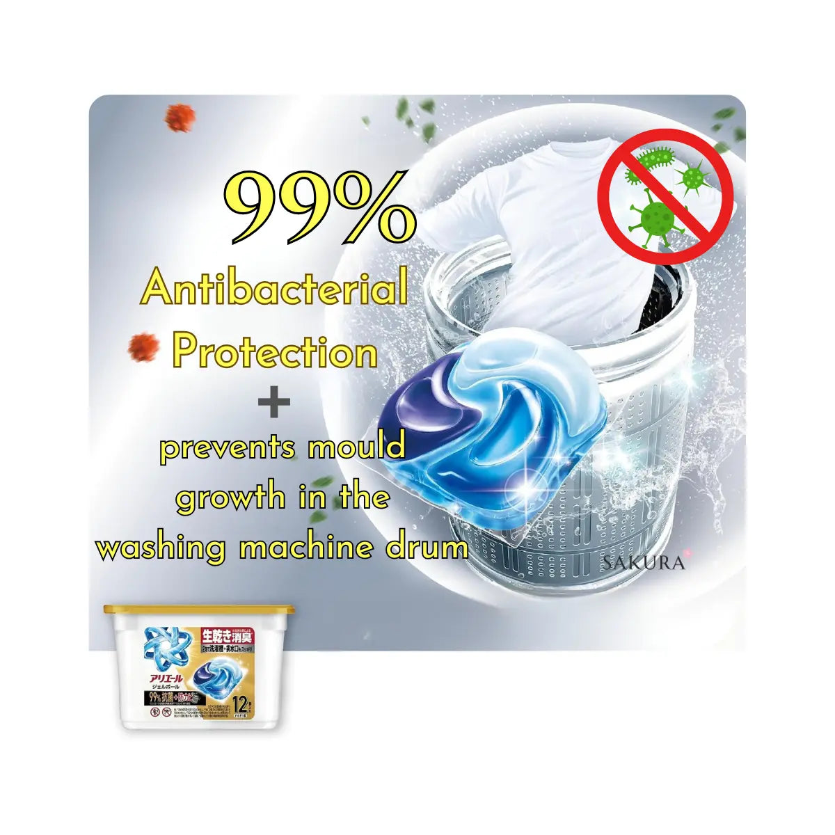 P&amp;G Ariel Antibacterial Laundry Capsules 4D Gel Ball - Pro Power GOLD