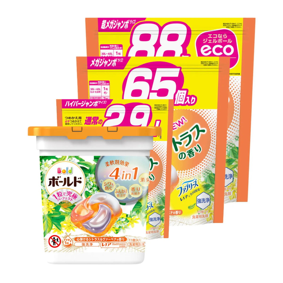Experience the ultimate laundry convenience with P&amp;G Bold Laundry Capsules. Formulated with powerful detergent, 4-in-1 softener benefits, strong cleaning ability, deodorant, wrinkle prevention, and long lasting citrus &amp; verbena fragrance. Perfect for top and front loaders. Just toss a capsule in - easy!