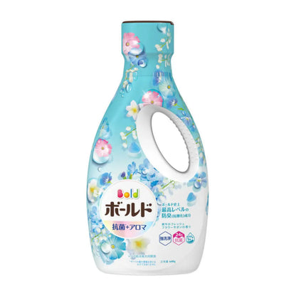 P&amp;G Bold Laundry Liquid with built-in softener in Fresh Flower &amp; Savon scent offers long-lasting floral fragrance and deep cleansing. The formula removes tough stains and odours while keeping clothes soft. Ideal for indoor drying, with 24h antibacterial protection and a drip-proof cap. 640g