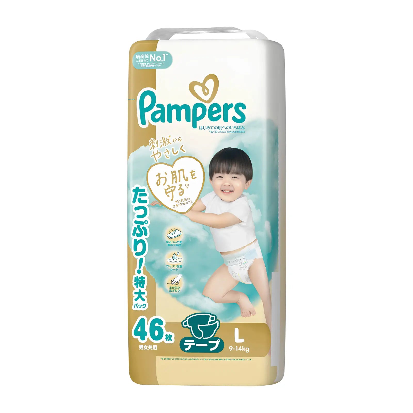 【Preorder】Pampers Premium Nappies JAPAN Tape L (9-14kg) 46pcs LARGE Value Pack