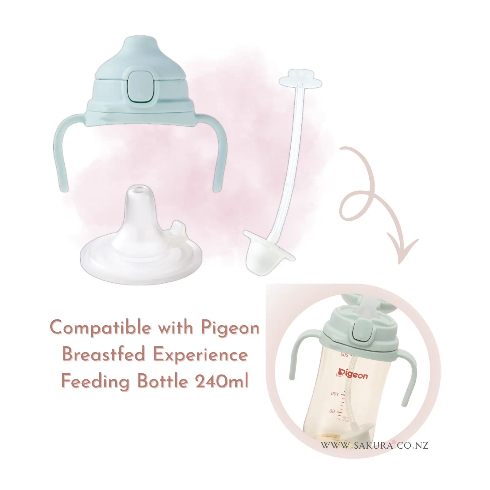 Pigeon Breastfed Experience Feeding Bottle Accessory - Spout Straw Top Set (6 months+)