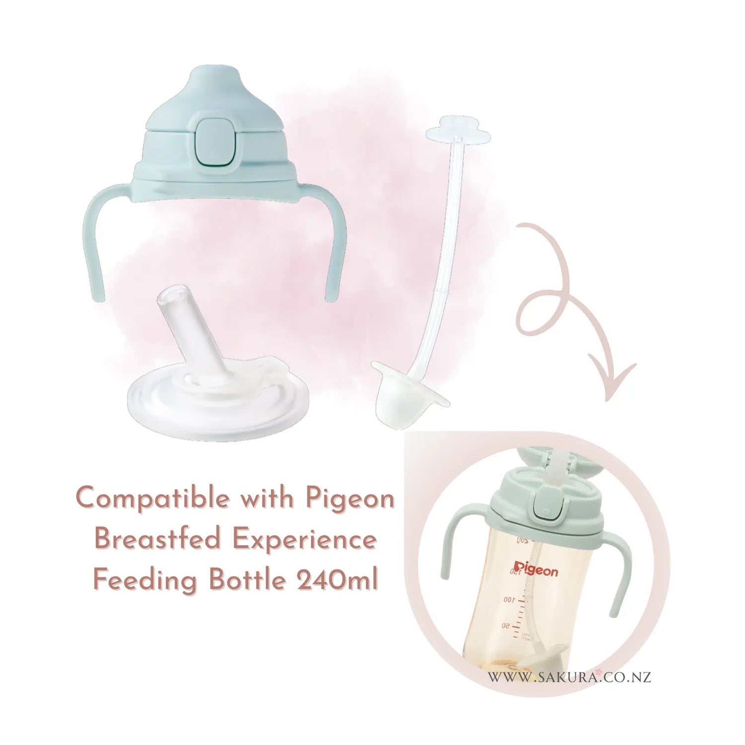Pigeon Breastfed Experience Feeding Bottle Accessory - Straw Top Set (8 months+)