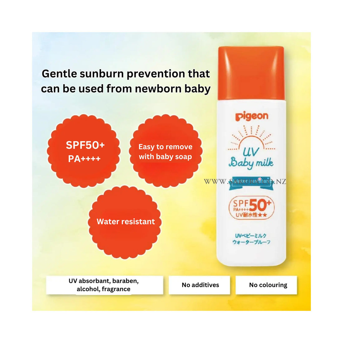 Pigeon Baby Milk Water-Resistant Sun Cream SPF50+ 50g (Newborn+)