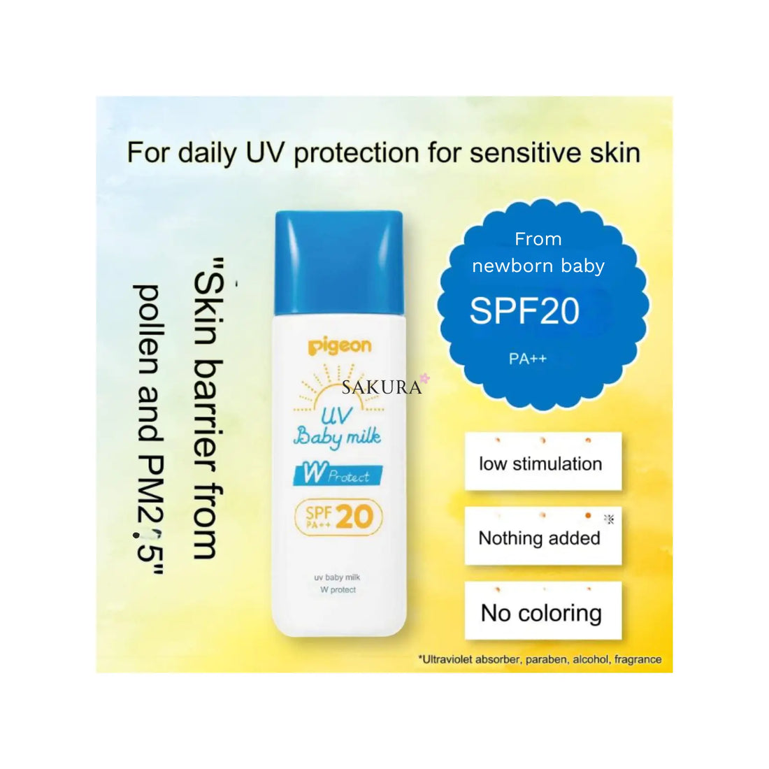 Pigeon Baby Milk Water-Protect Sun Cream SPF20 (Newborn+) 45g