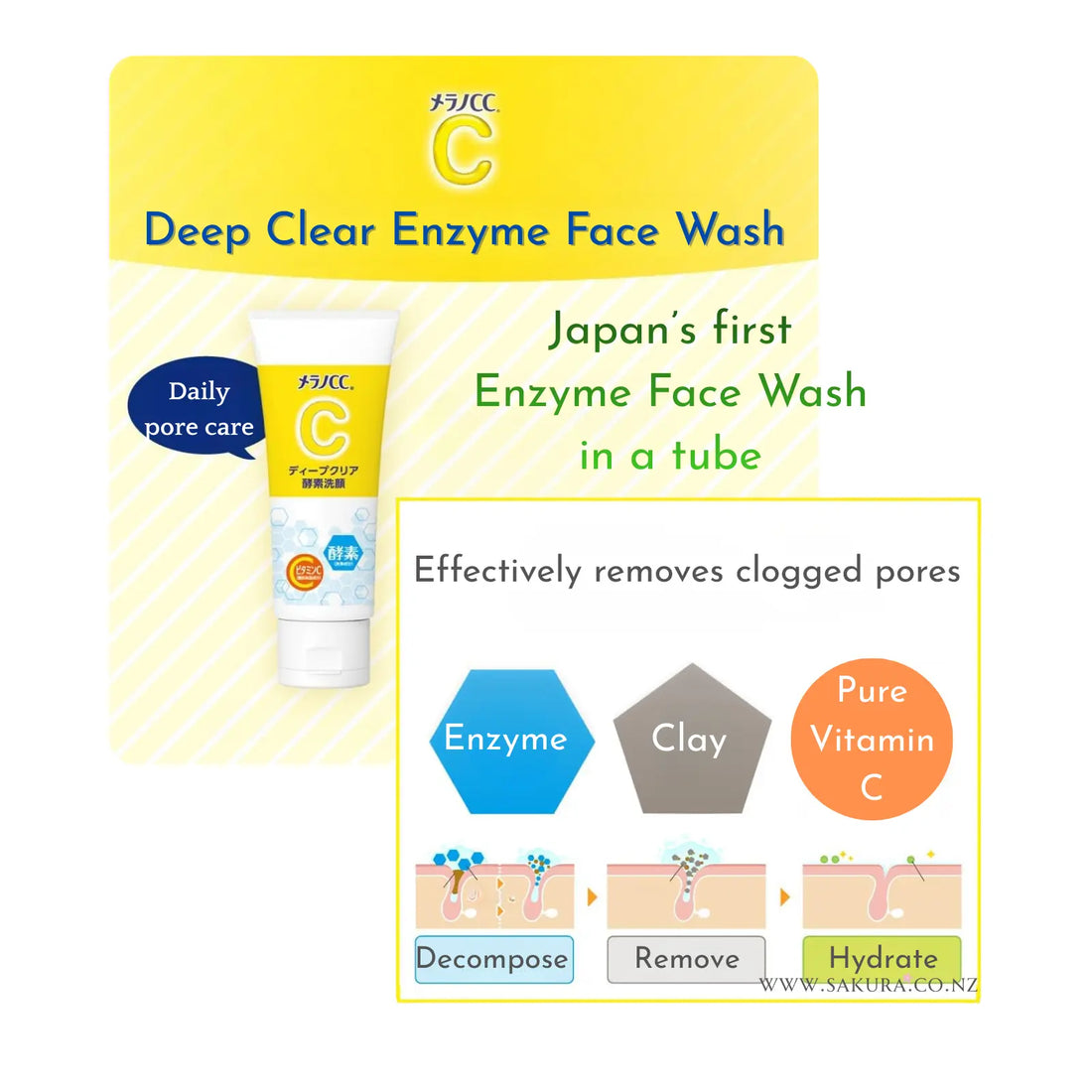 Rohto Melano CC Deep Clear Enzyme Face Wash with Viamin C 130g