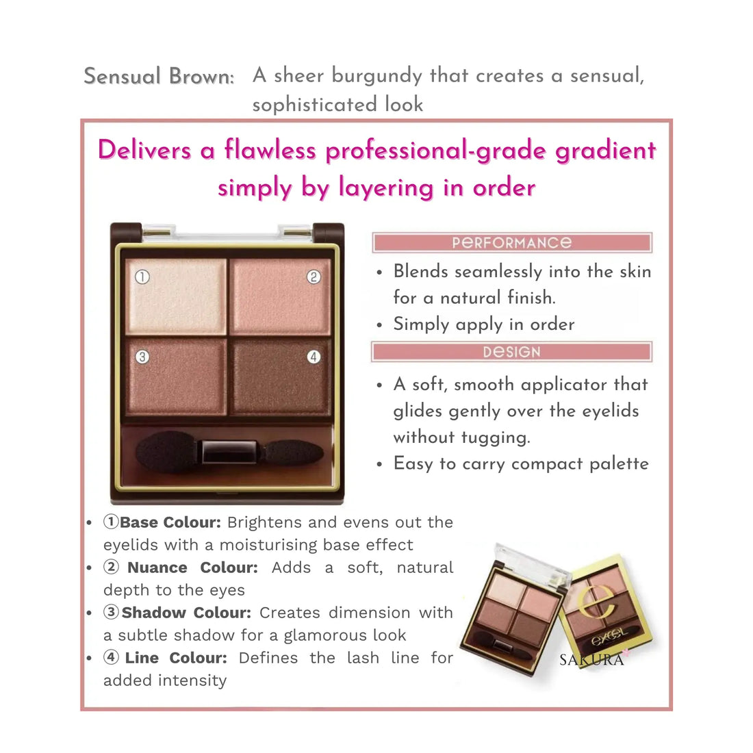 SANA Excel Skinny Rich Eye Shadow Palette - SR06 Sensual Brown
