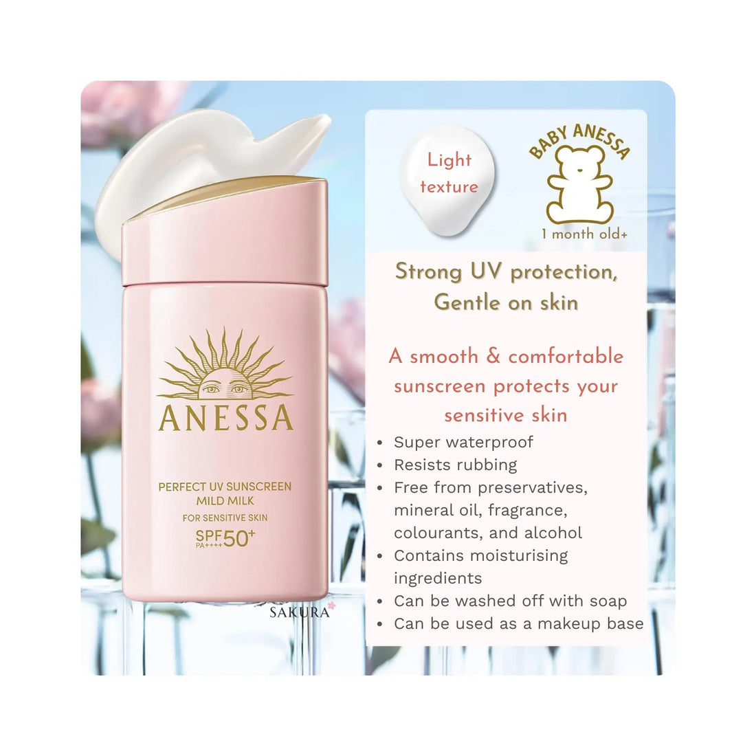 Shiseido ANESSA Perfect UV Skincare Milk Sunscreen for Sensitive Skin SPF50+ (1month+) 60ml