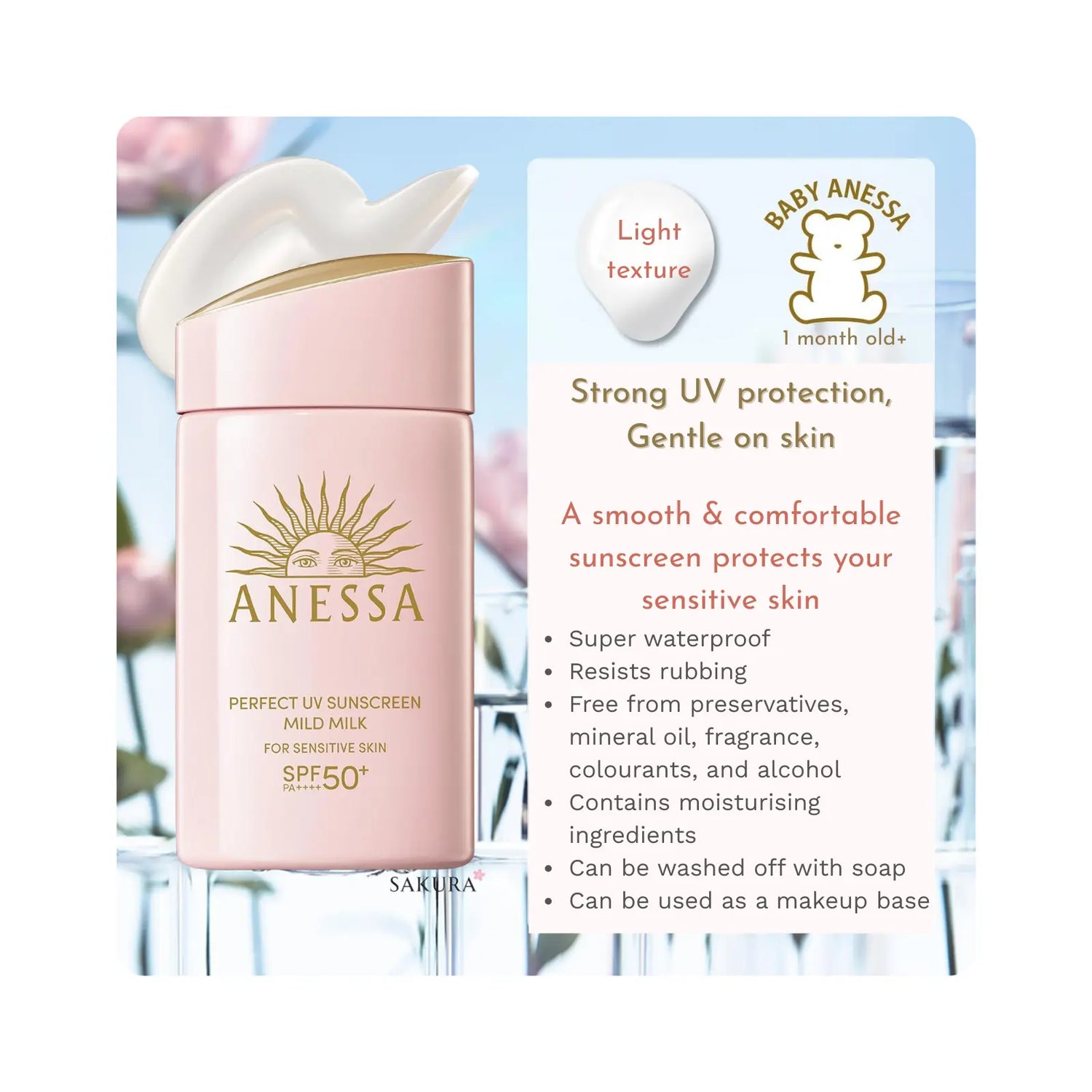 Shiseido ANESSA Perfect UV Skincare Milk Sunscreen for Sensitive Skin SPF50+ (1month+) 60ml