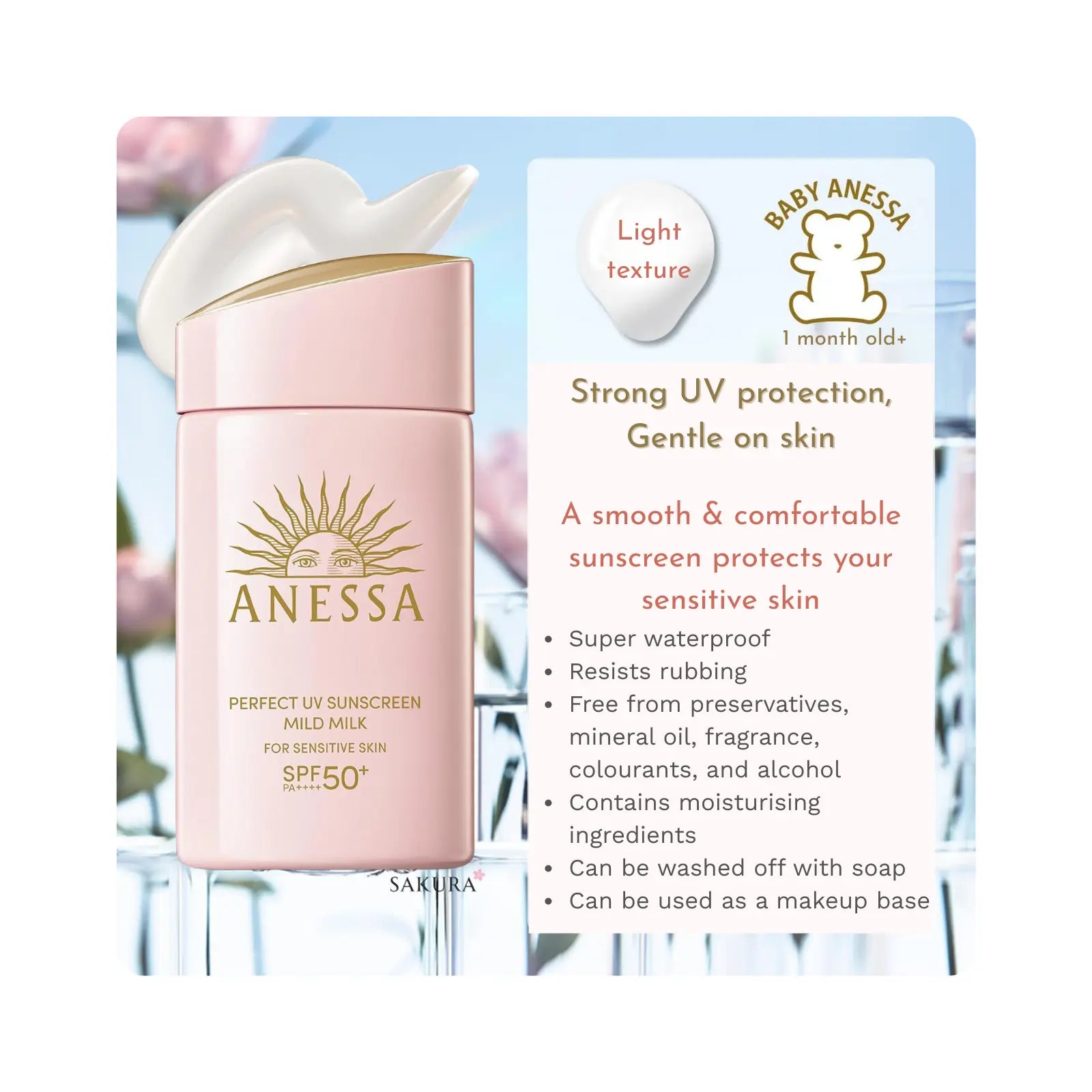 Shiseido ANESSA Perfect UV Skincare Milk Sunscreen for Sensitive Skin SPF50+ (1month+) 60ml