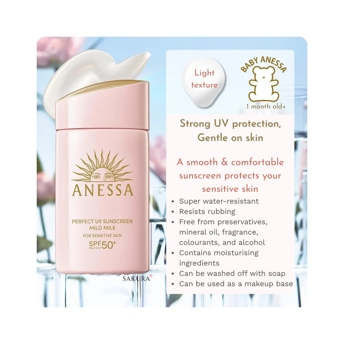 Shiseido ANESSA Perfect UV Skincare Milk Sunscreen for Sensitive Skin SPF50+ (1month+) 60ml