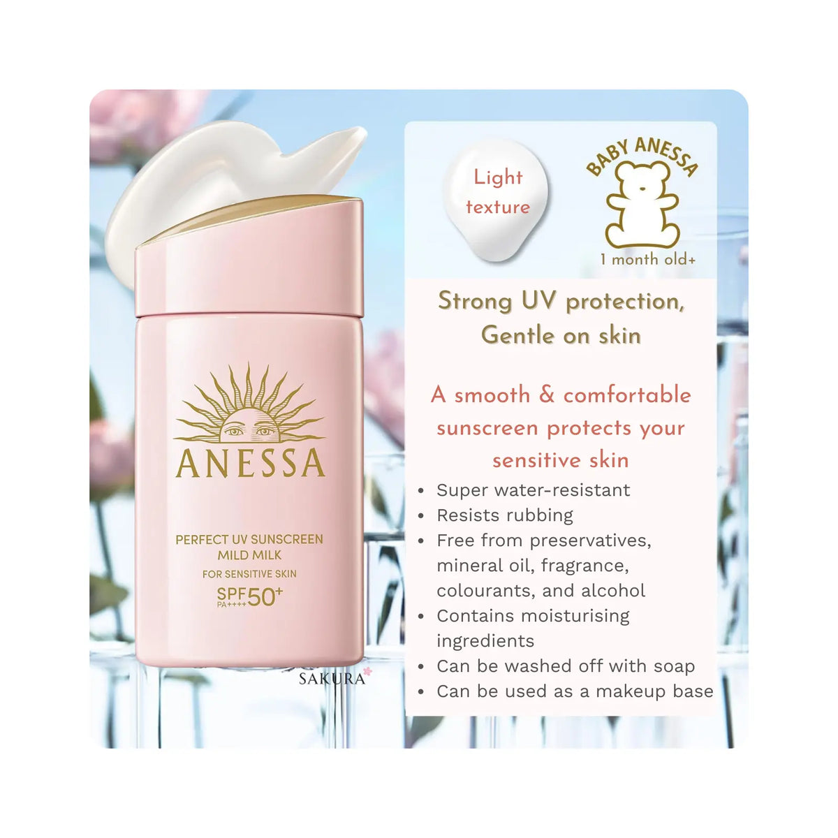 Shiseido ANESSA Perfect UV Skincare Milk Sunscreen for Sensitive Skin SPF50+ (1month+) 60ml