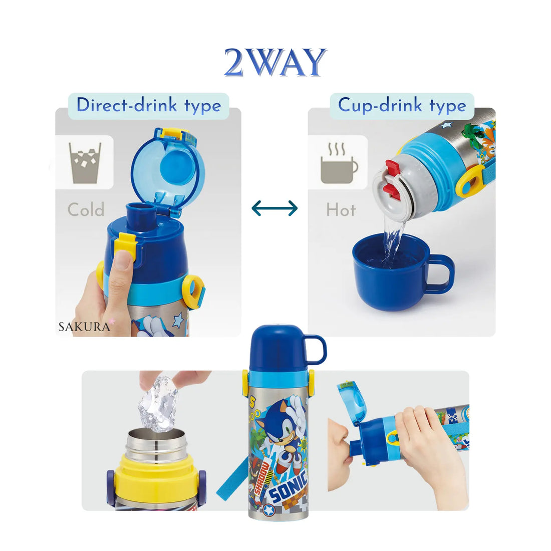 Skater 2WAY Insulated Kids Drink Bottle (Hot&amp;Cold) up to 470ml - Blue