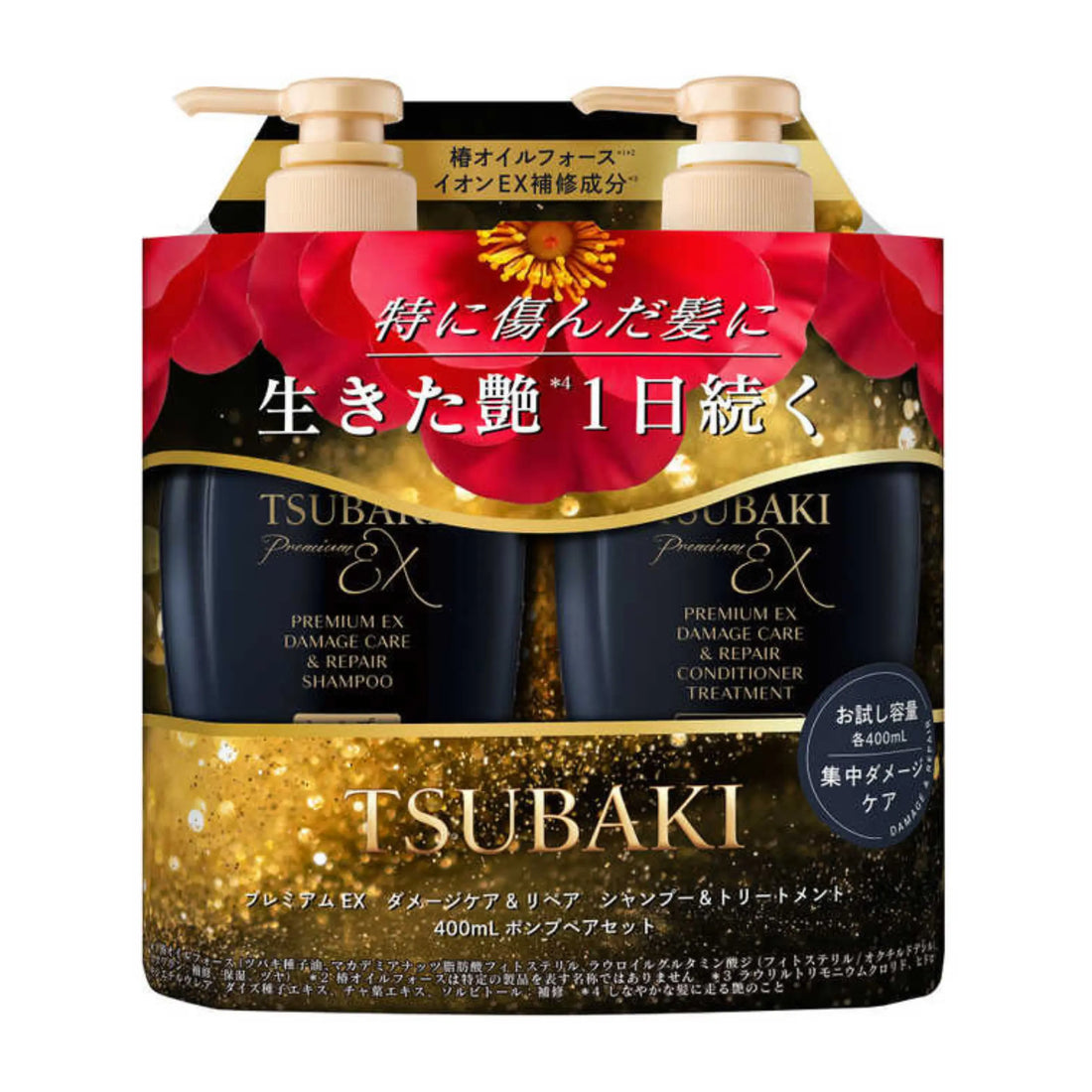 Restore damaged hair with Tsubaki Premium EX Intensive Repair. Infused with Ionic EX Repair &amp; Camellia Oil Force, it deeply nourishes, smooths, and adds radiant shine. Perfect for dry, brittle, color-treated hair. Enjoy a luxurious floral camellia scent. Made in Japan.