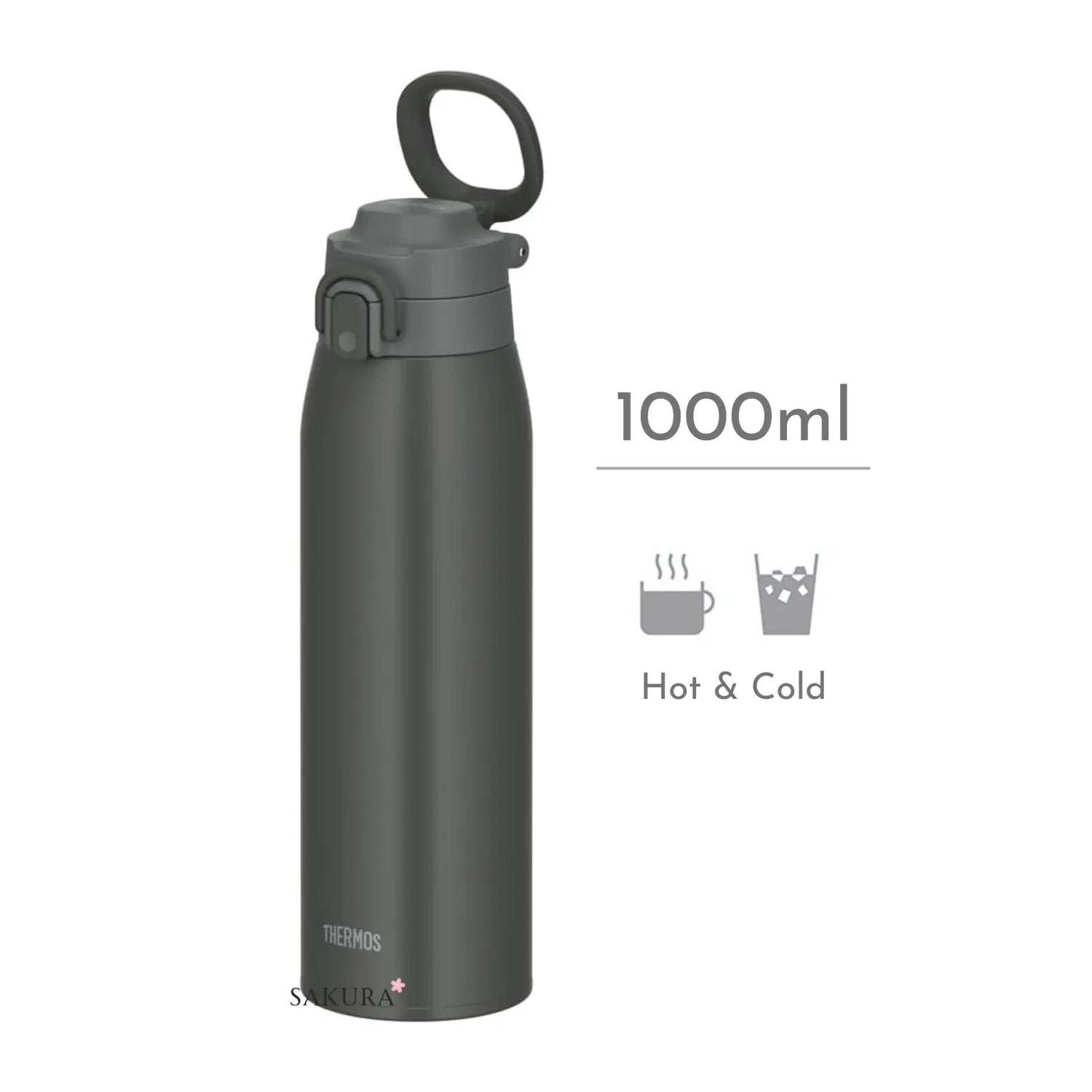 【Preorder】Thermos Vacuum Insulated Drink Bottle (Hot&amp;Cold) 1000ml - Dark Grey