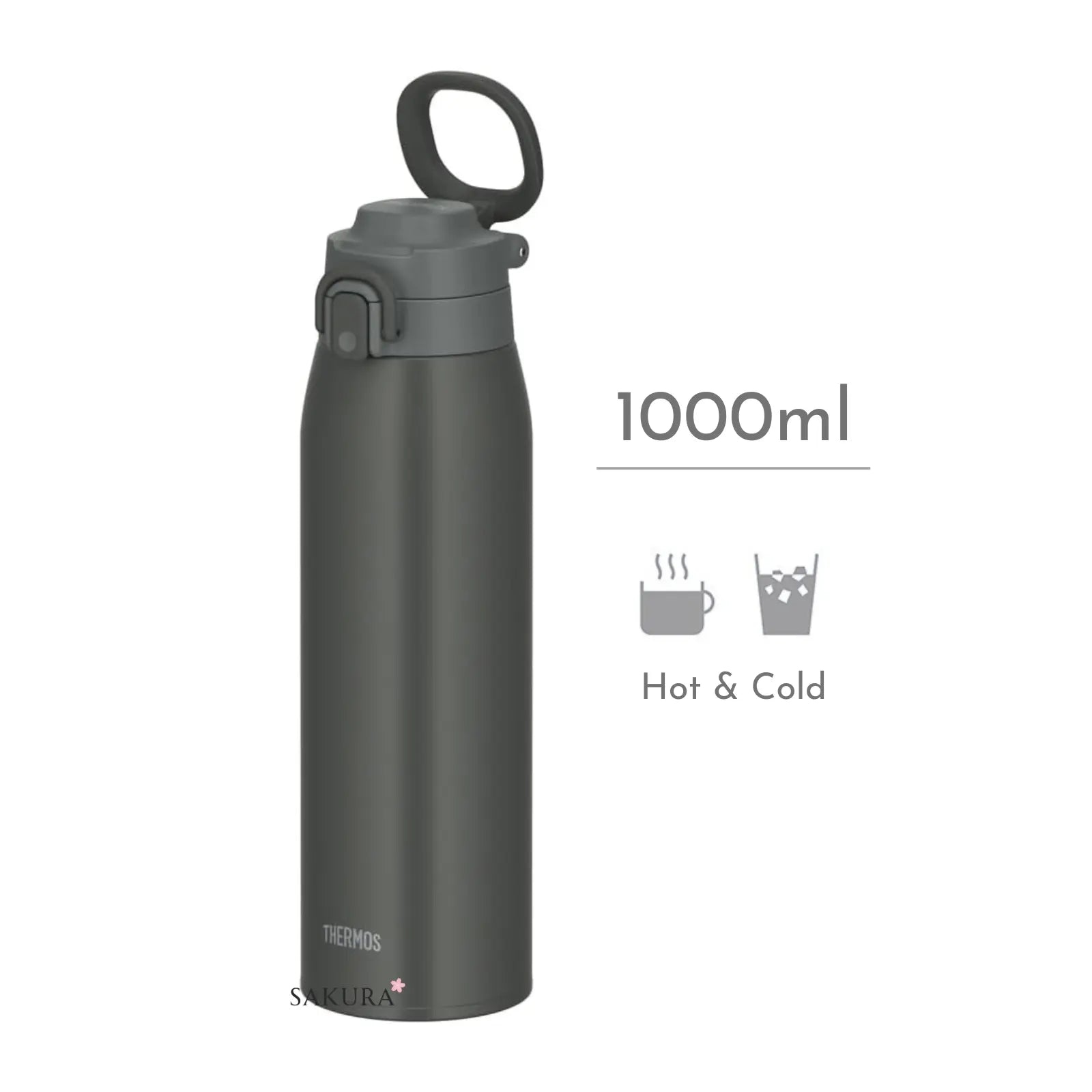 【Preorder】Thermos Vacuum Insulated Drink Bottle (Hot&amp;Cold) 1000ml - Dark Grey