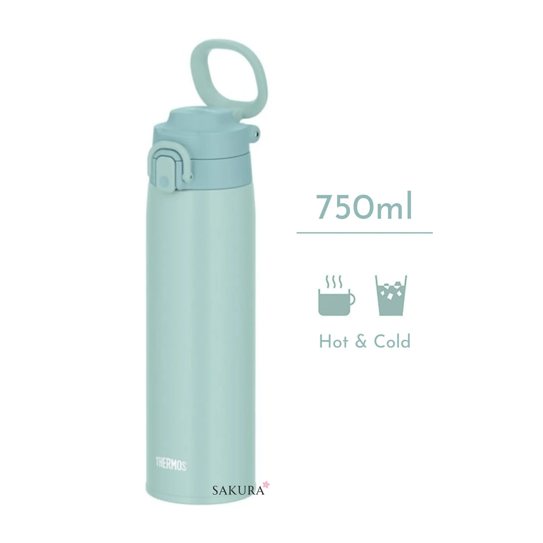 Enjoy hot or cold drinks for 6 hours with this Thermos Vacuum Insulated Drink Bottle 750ml. Leak-proof, easy to clean, and perfect for school, work, or the gym. One-touch lid, safety lock, and carry loop included.