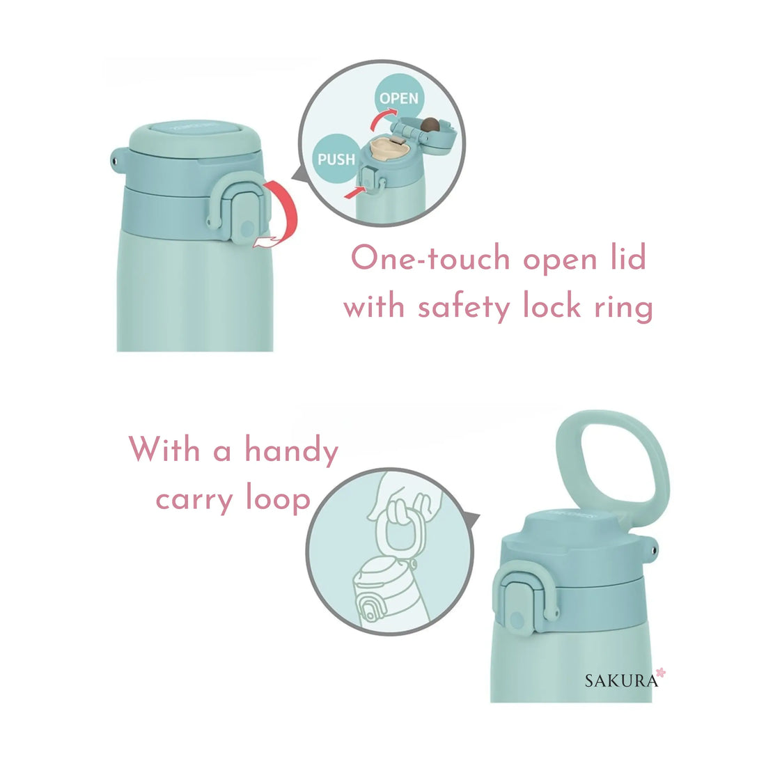 Thermos Vacuum Insulated Drink Bottle (Hot&amp;Cold) 750ml - Mint Blue