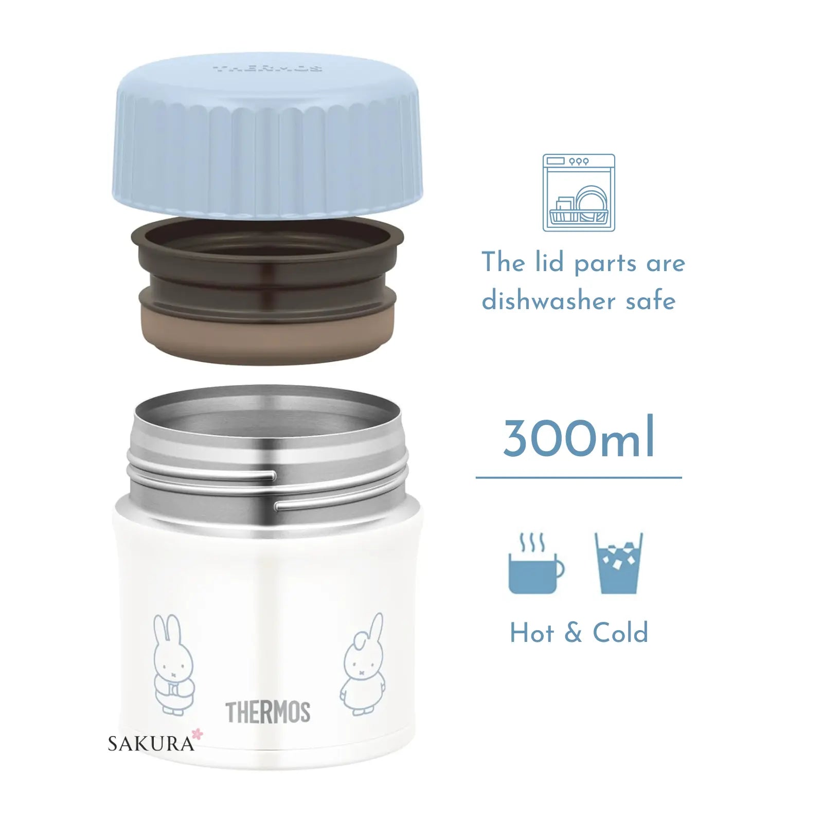 【Preorder】Thermos Vacuum Insulated Food Jar (Hot&amp;Cold) 300ml - Ice Blue