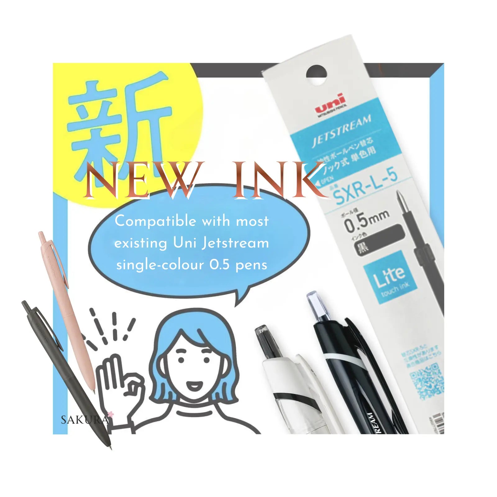 Uni Jetstream Lite Touch 墨水圆珠替换笔芯 0.5 黑色