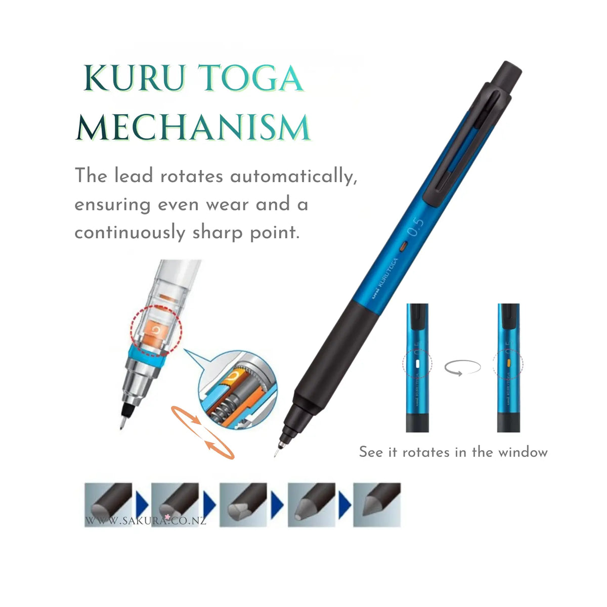 Uni Kuru Toga Auto-Rotating Mechanical Pencil 0.5 Blue