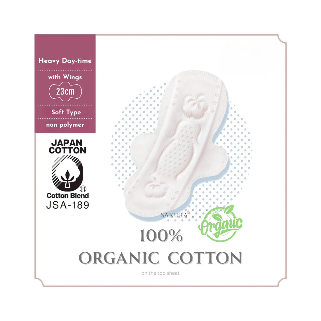 Unicharm Sofy Organic Cotton 100% Sanitary Pads for Heavy Day-time 23cm with Wings 24pcs