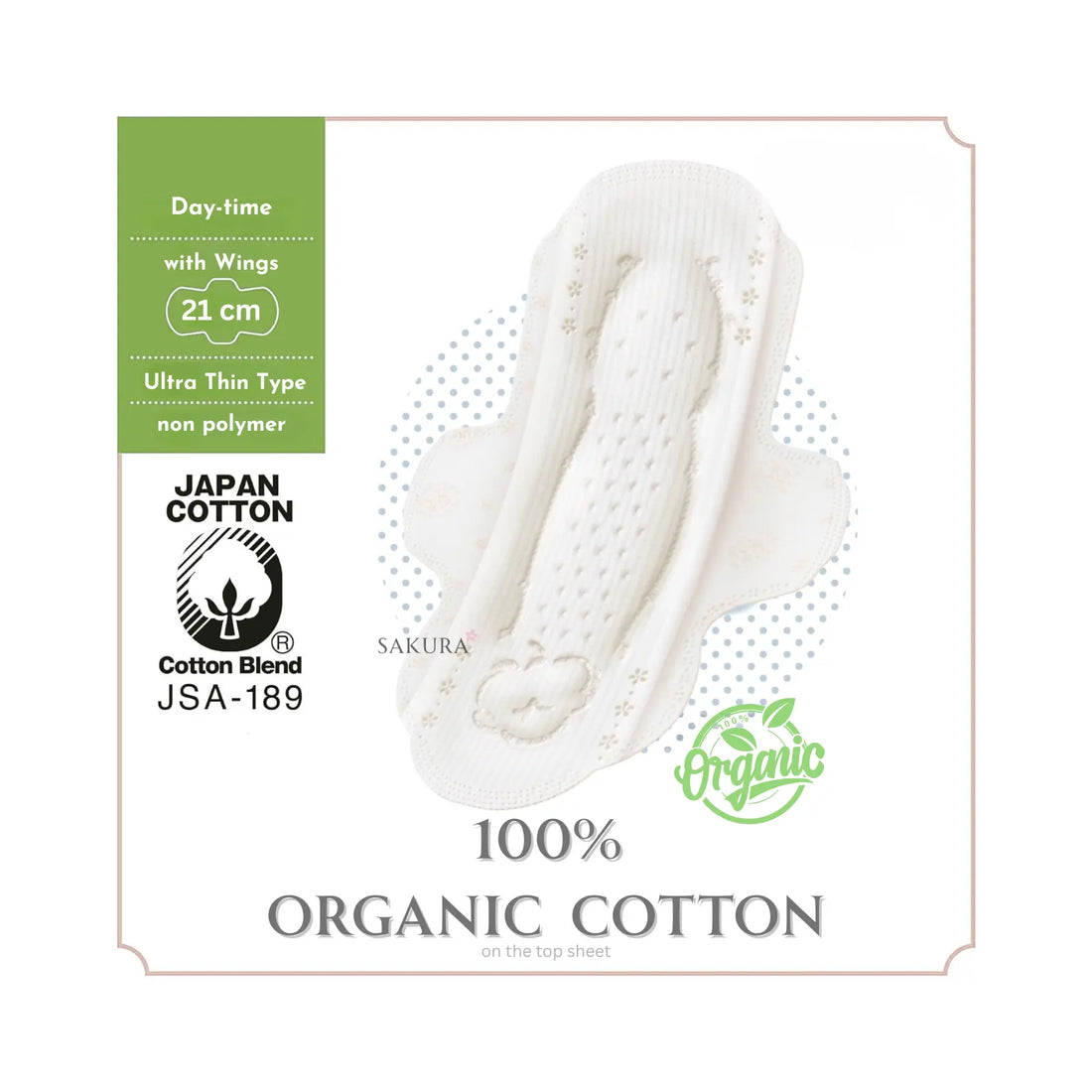 Unicharm Sofy Organic Cotton 100% Ultra Thin Sanitary Pads (21cm with Wings) 17pcs