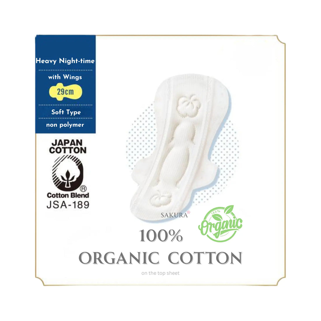 Unicharm Sofy Organic Cotton 100% Sanitary Pads for Heavy Night-time 29cm with Wings 16pcs
