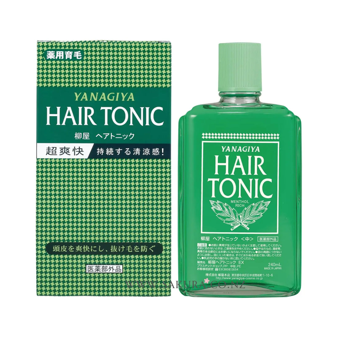 Stimulate hair growth and refresh your scalp with Yanagiya Hair Growth Tonic. Herbal formula prevents hair loss, dandruff, and itchiness. A trusted Japanese scalp care tonic since 1952.