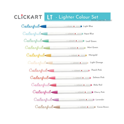 ZEBRA ClickArt Marker Pens 0.6mm - LT 12 Lighter Colour Set